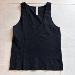 Athleta Aurora Seamless Crop Tank Top Ribbed Skylark Black Large